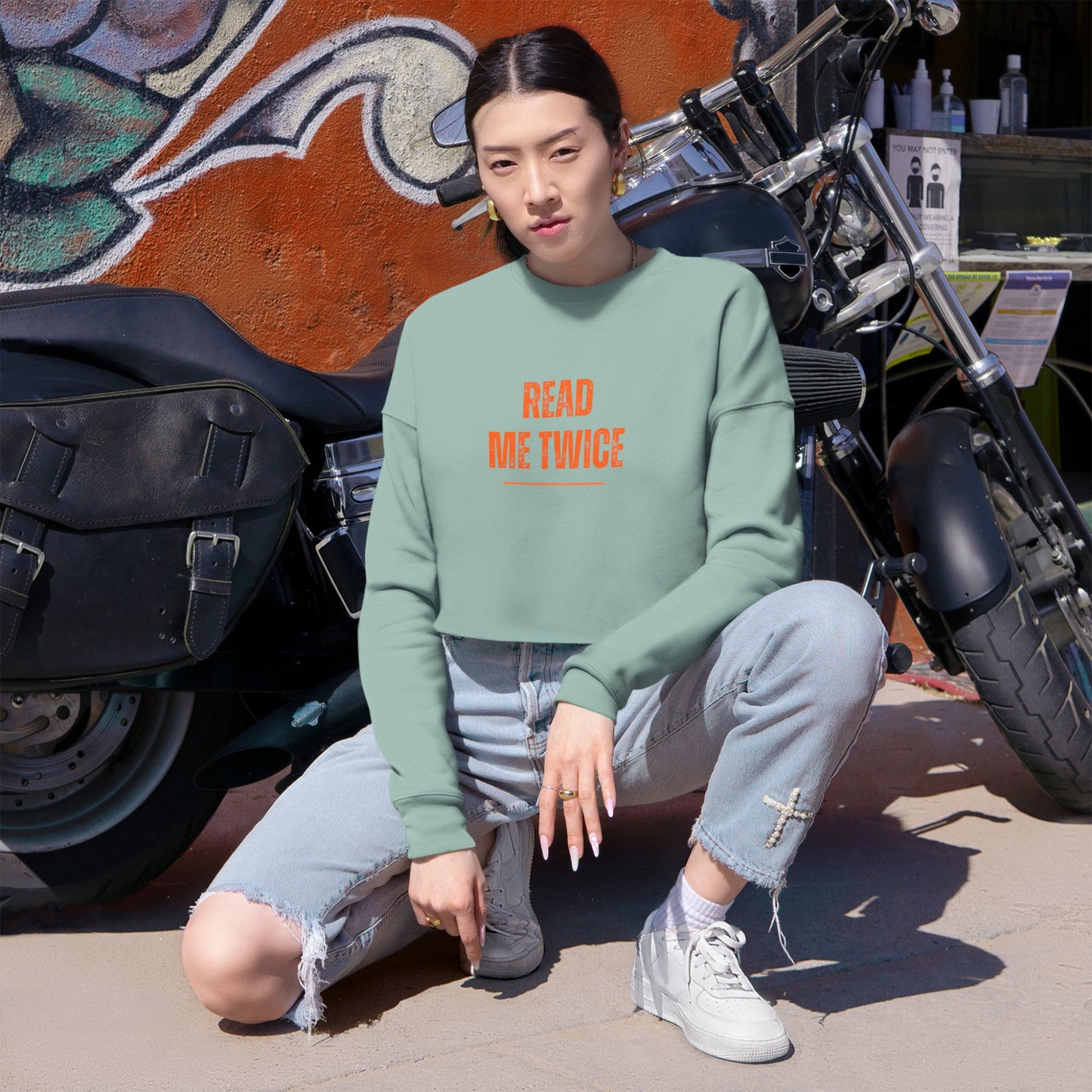 Cropped Sweatshirt - READ ME TWICE