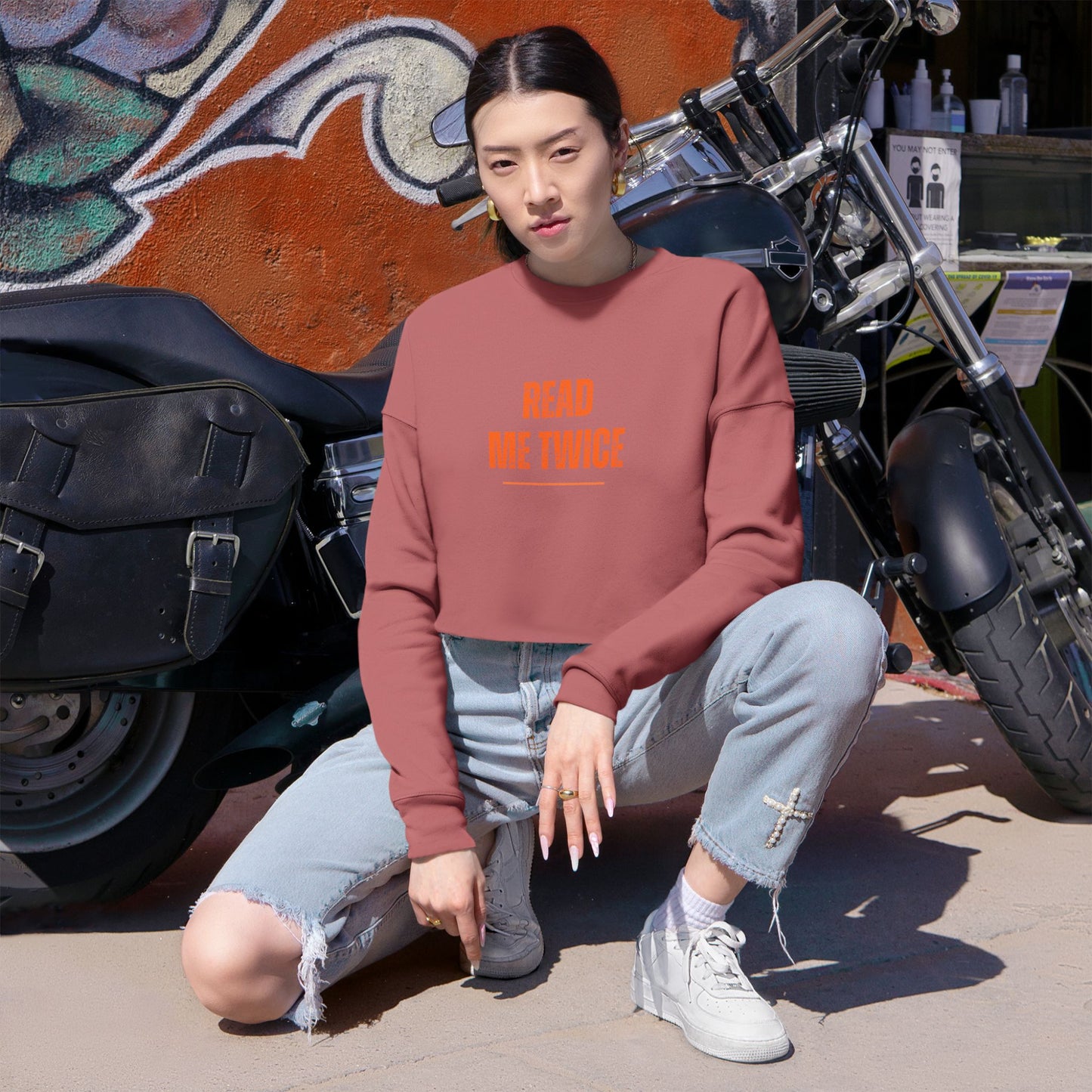 Cropped Sweatshirt - READ ME TWICE