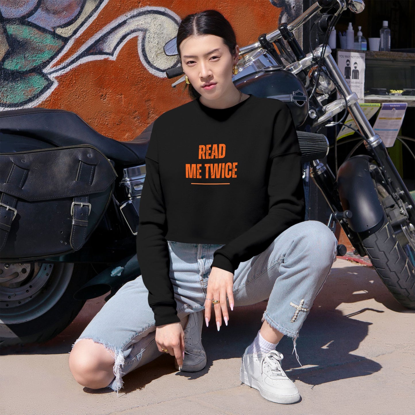 Cropped Sweatshirt - READ ME TWICE