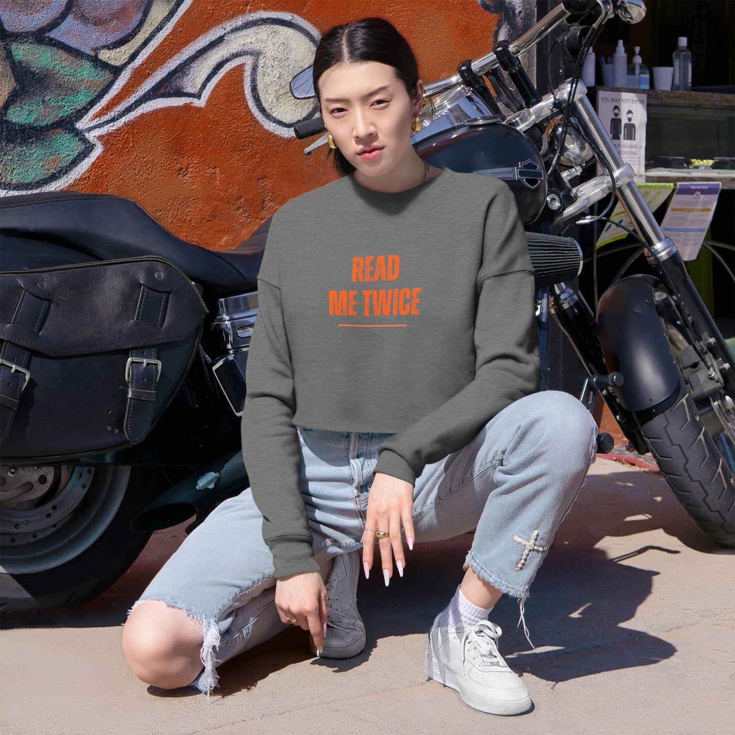 Cropped Sweatshirt - READ ME TWICE